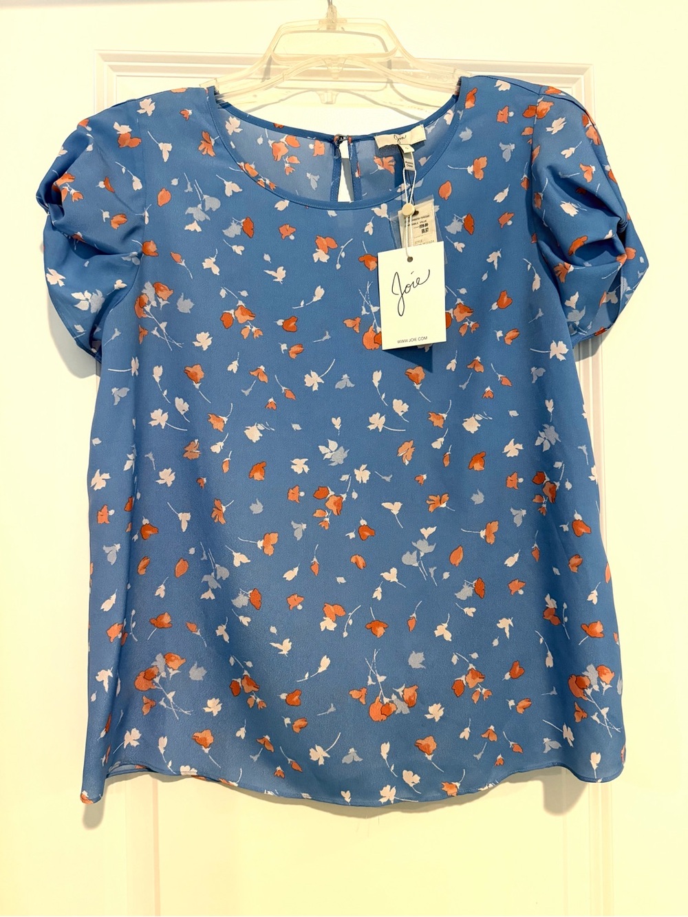 Joie Blue Floral Puff Sleeve Top